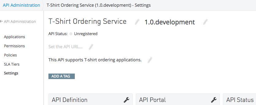 API version management interface showing version details, deployment status, and configuration options