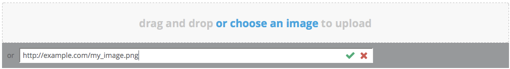 External image URL input with validation and preview section