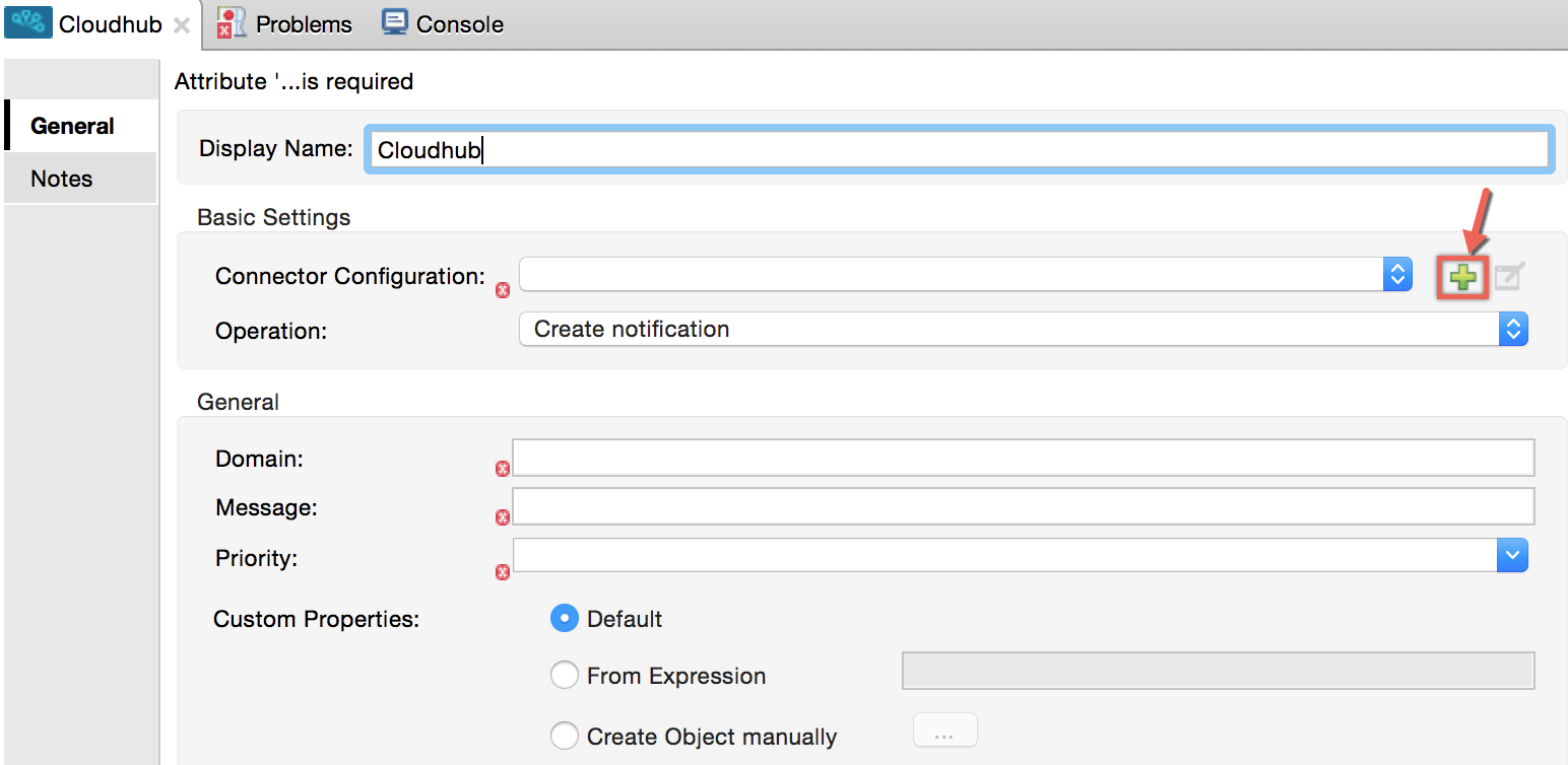 cloudhub connector props blank