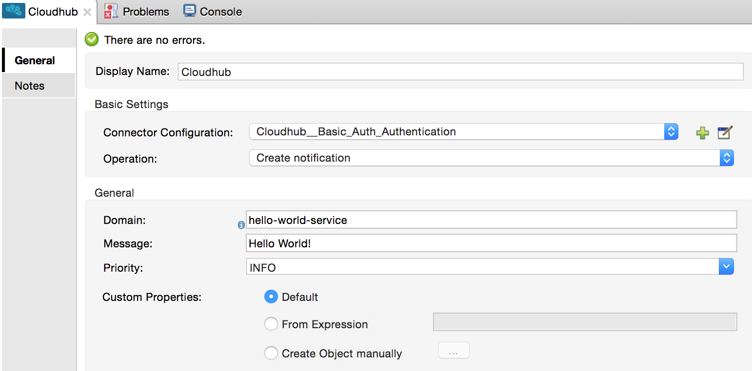 cloudhub connector settings