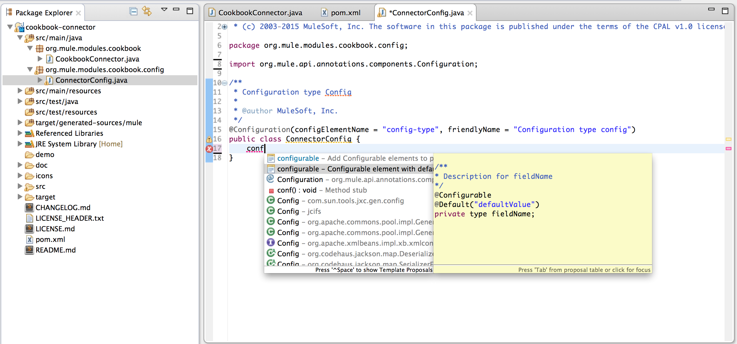 config field