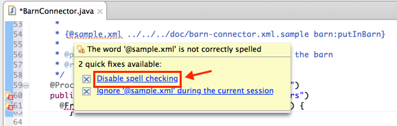 Disable spell checking option selected