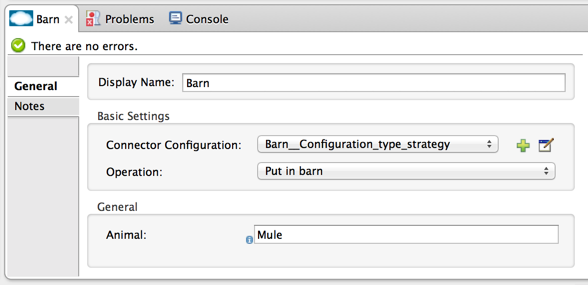 Panel with the Put in barn operation selected and the Animal field with Mule selected