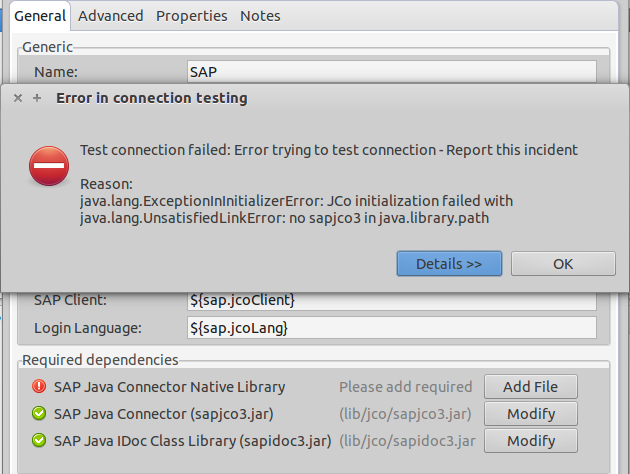 SAP Error JCo Native Library