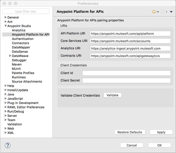 gw studio preferences