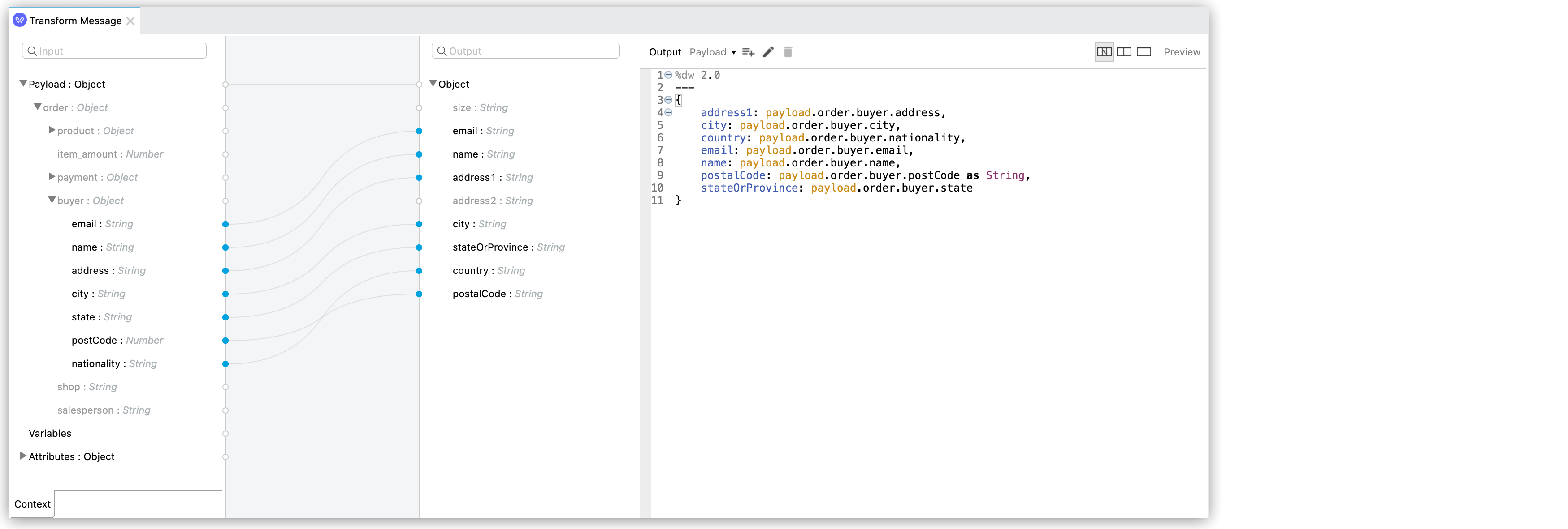 A code block that displays JSON objects for buyer data.