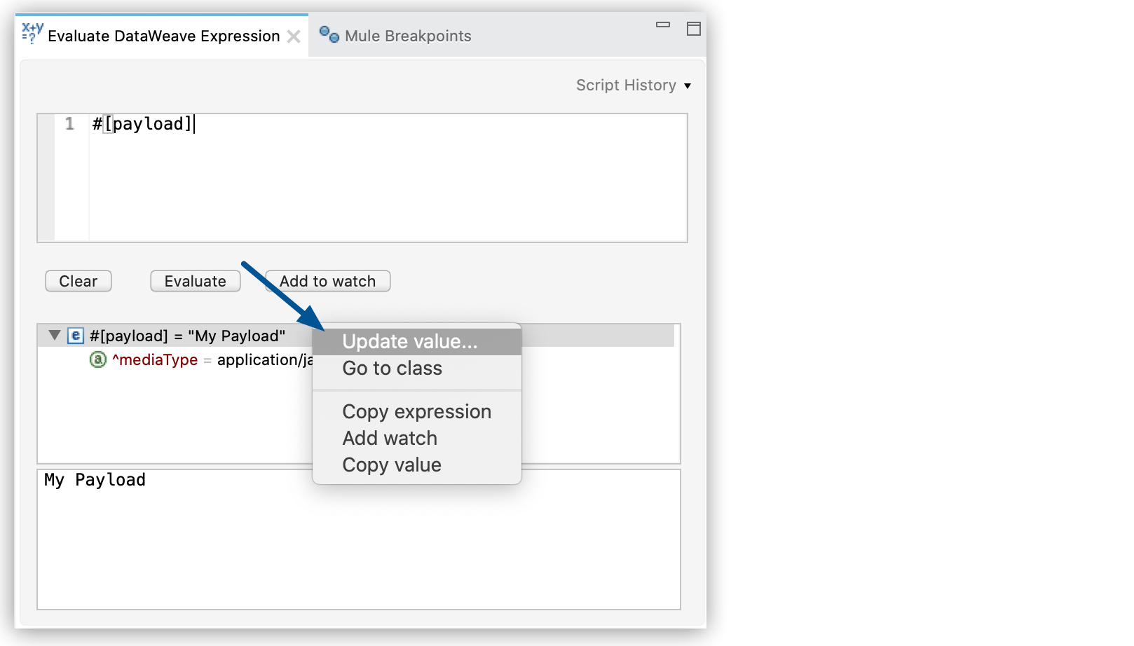 update value dw expression